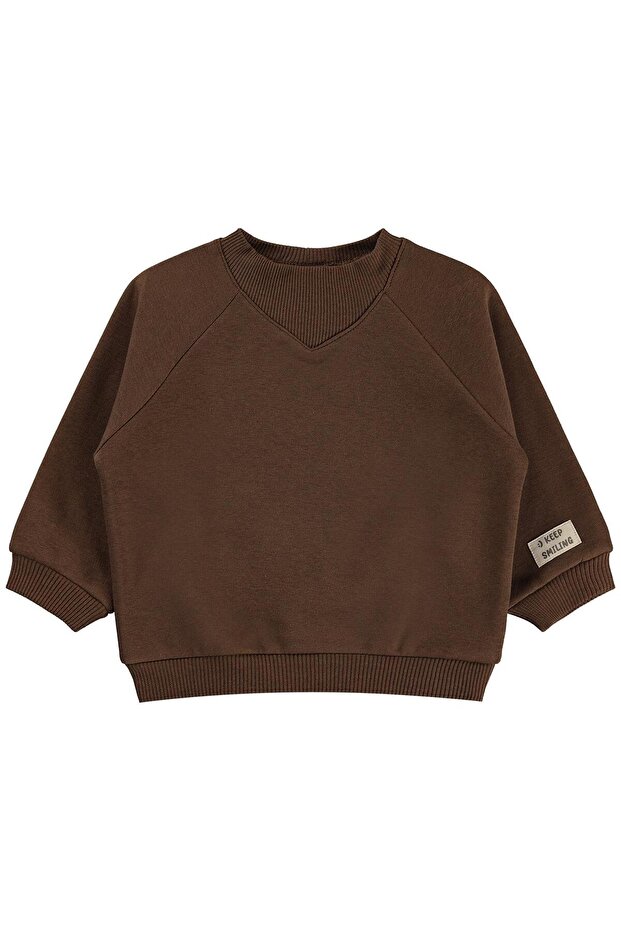 Keep Smiling Label Basic 6-18 Months Sweatshirt - Brown