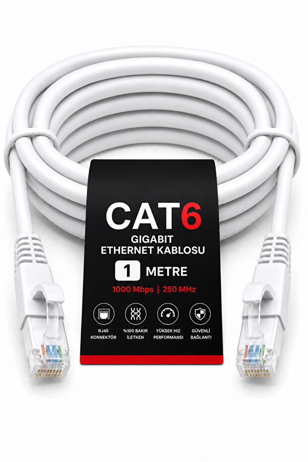 كابل إيثرنت CAT6 بطول 1 متر RJ45 LAN كابل إنترنت ومودم وراوتر للكمبيوتر