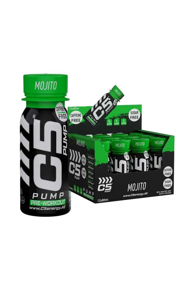 PUMP Shot Pre - Workout, Caffeine - Free (Pack of 12, Mojito) - Pre-Workout & Performance