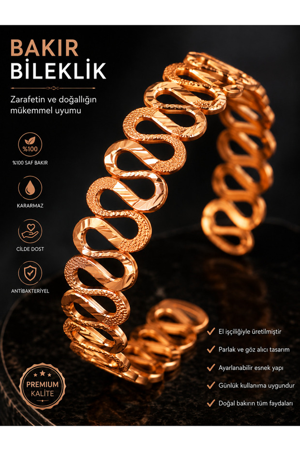 2+Ring Copper Bangle Handmade Natural Useful for Health Care Bangle Bracelet Fashion Jewelry