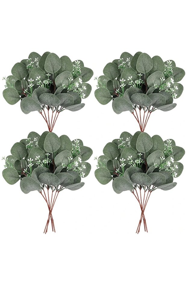 10Pcs Green3 5/10/20Pcs Artificial Eucalyptus Leaf Stems Green Plants For Living Home Room Decoratio