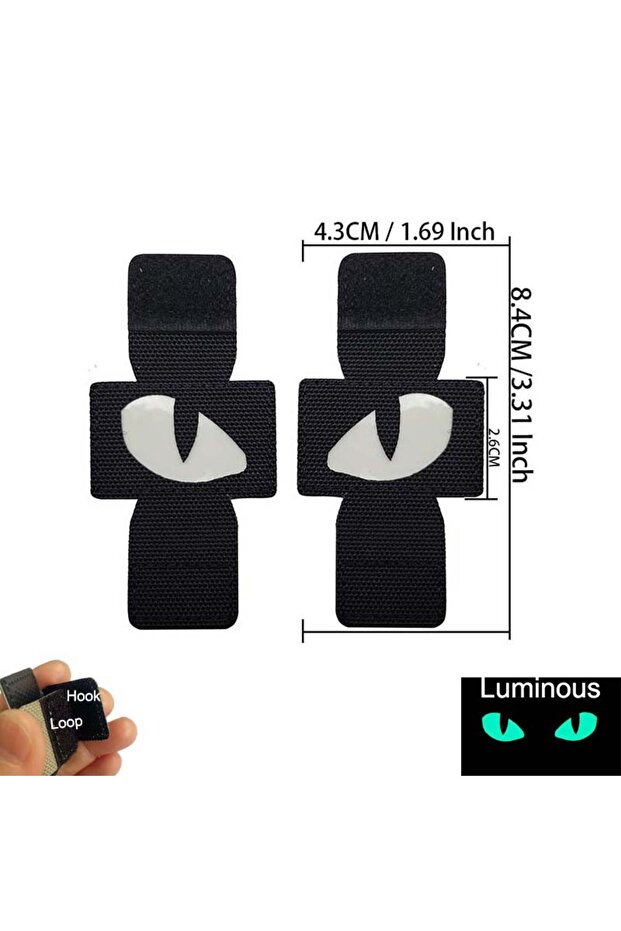 HK59-03-Black Devil's Eyes,Cat's Eye Morale Emblem Patches,Reflective Applique Tactical Badge Glow