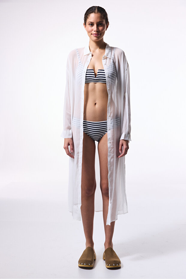 Off-White Iyos Chiffon Langes Hemd