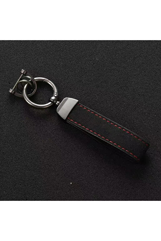 Black Suede Leather Car Keychain High-Grade Luxury Key Rings Holder Buckle Alcantara Bag Pendant Cha