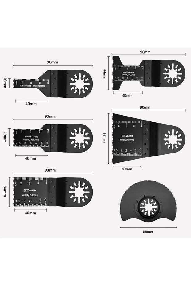 6pcs 6PCS High Carbon Steel Oscillating Saw Blades, Durable Multitool Blades for Metal Wood Nails, P