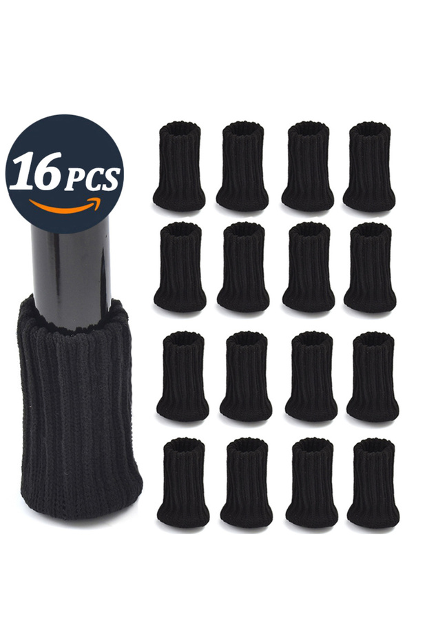16PCS Black 16PCS Furniture Feet Knitted Protectors Chair Legs Floor Anti-Slip Pads Table Legs Socks
