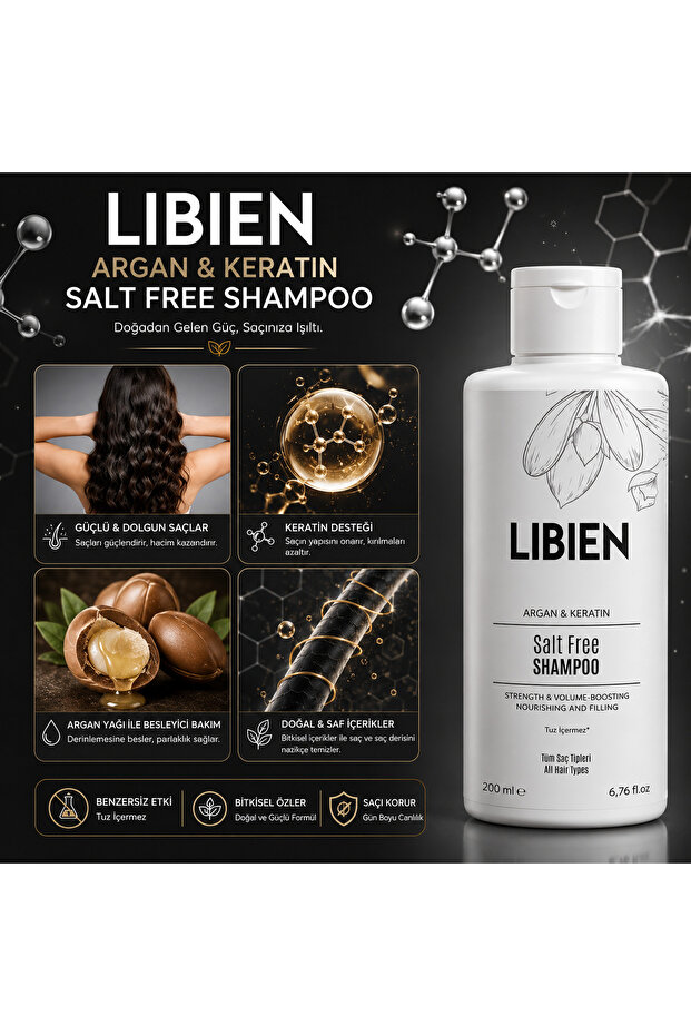 Salt-Free Argan & Keratin Nourishing and Volumizing Shampoo 200 ml
