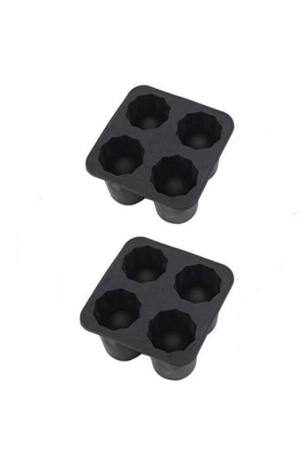 2pcs-Black Silicone Ice Cube Mold Four Hole Press Ice Block Maker Creative Round Cup Shape Ice Molds