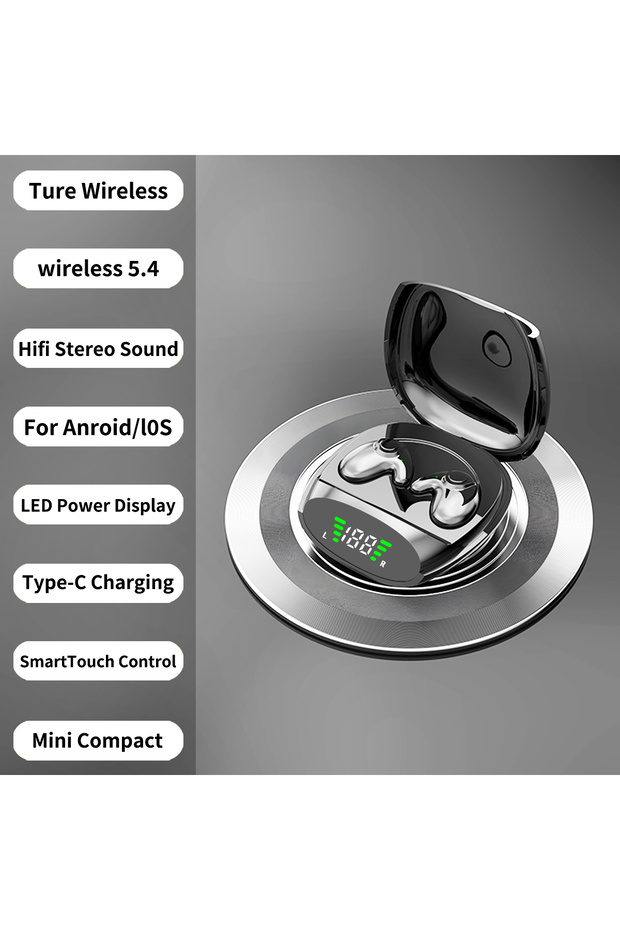 VIKEFON Black Wireless Sports Bluetooth Headphones Highend Tws Dual Ear Sleep In Ear Md538 Mini Pain