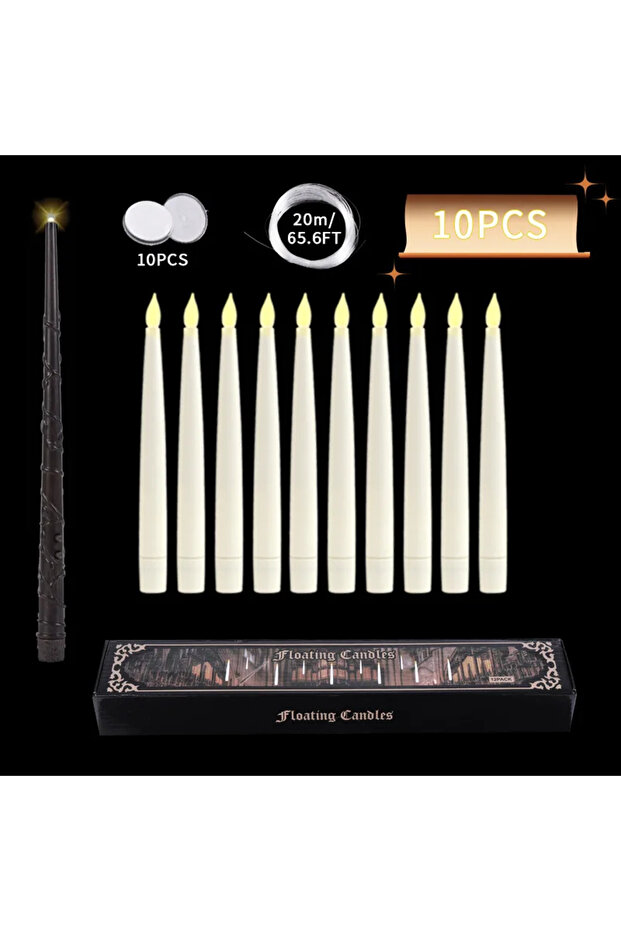10 pack Floating Candles with Wand 12 PCs Magic Hanging Candles Flickering Warm Light Flameless Floa