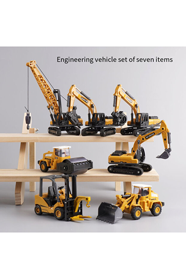 J 1:70 Mini Engineering Diecast Car Set Forklift Excavator Bulldozer Construction Vehicle Inertia Al