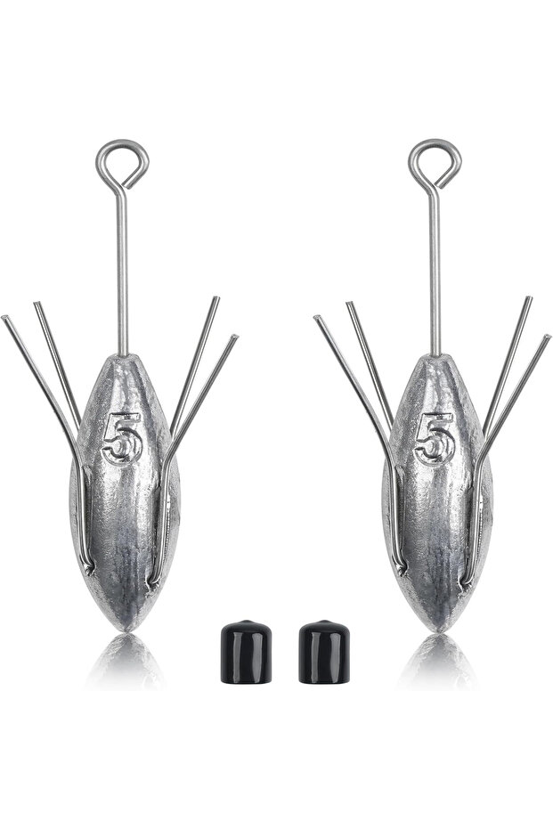 5oz(141g) - 2pcs Sputnik Sinker Long Tail Fishing Weights Anti-Snag Surf Casting Spider Sinker for F