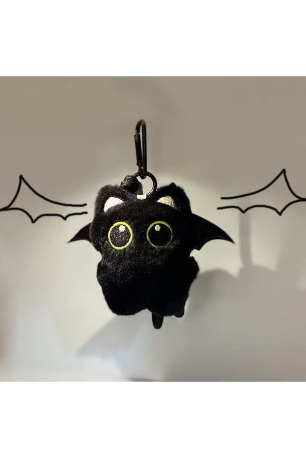 F Yupsk 6/1pcs Cute Plush Black Cat Doll Toy Keychain Bag Pendant Charms Kawaii Keyring Accessories