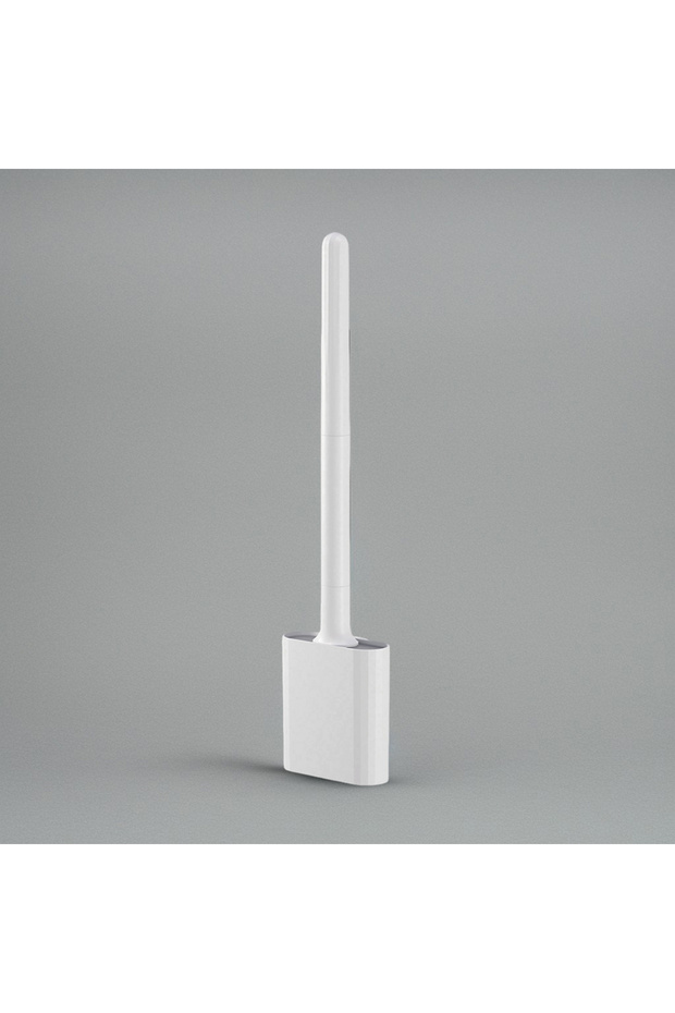 White 1 mini Silicone Toilet Brush Set, Wall Mounted and Standing Dual-Purpose, Soft Silicone Brush,