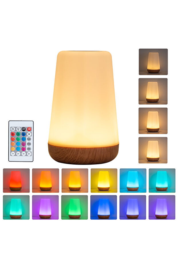 مصباح ليلي LED يعمل باللمس عبر منفذ USB بدون خطاف، مزود بـ 13 لونًا متغيرة وقابل للتعتيم، مناسب للطاولة بجانب السرير.