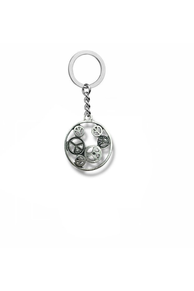 Peace Symbol Figured Keychain – Zamak Metal Unisex Minimalist Accessory