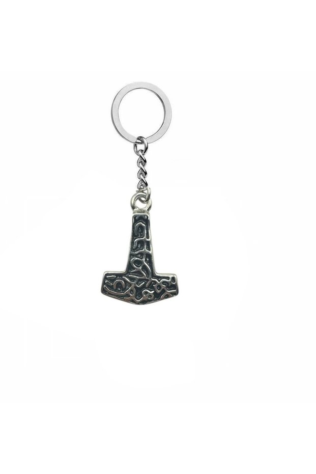Thor's Hammer Mjölnir Figured Unisex Keychain – Mythological Design with Power and Protection Theme