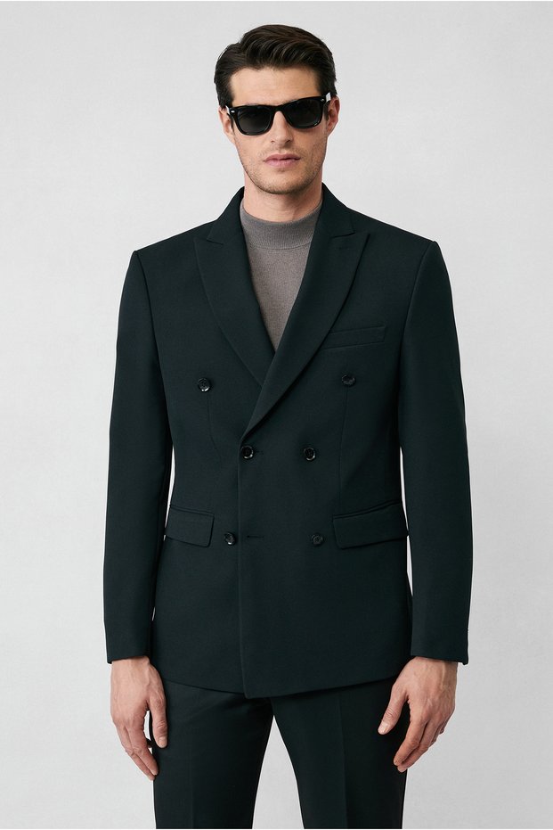 6 Drop Regular Fit Standard Cut Transitional Double-Breasted Jacket