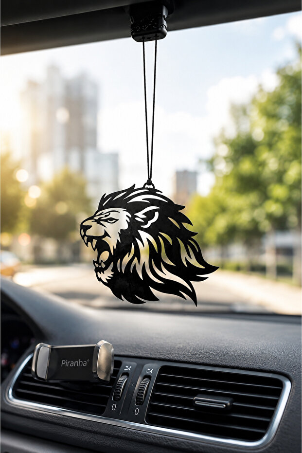 Metal ➡️ Roaring Lion Dashboard Ornament Rearview Mirror Ornament Metal Car Hanger with Motif Auto Accessory Ar