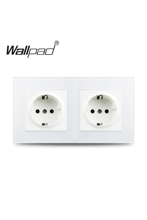 Double EU White Double EU Socket Luxury 2 Crystal Glass European Electrical Wall Pug with Usb Type C