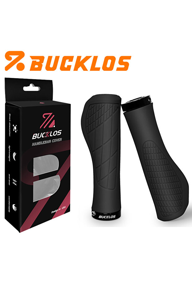 BUCKLOS Basic-BLACK BUCKLOS Bicycle Handlebar Grips Lock on Mountain Bike Grips Ergonomic Bicycle Ha