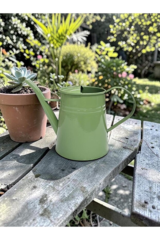 Galvanized Metal Watering Can 1.7 Lt Shiny Green