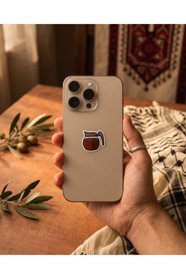 3D Phone Back Ornament with Coffee Pot Figure for Coffee Lovers