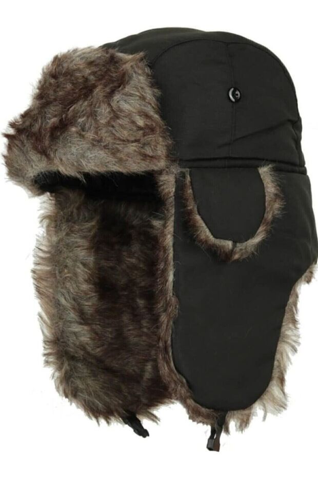Kostan Aksesuar Pilot Hat with Fur Detail