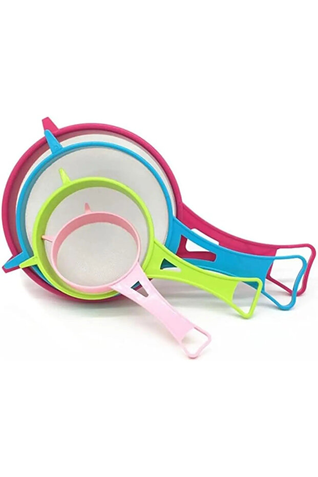 4Pcs Mesh Strainer Colander Long Handle Set, Kitchen Baking Flour Sieve