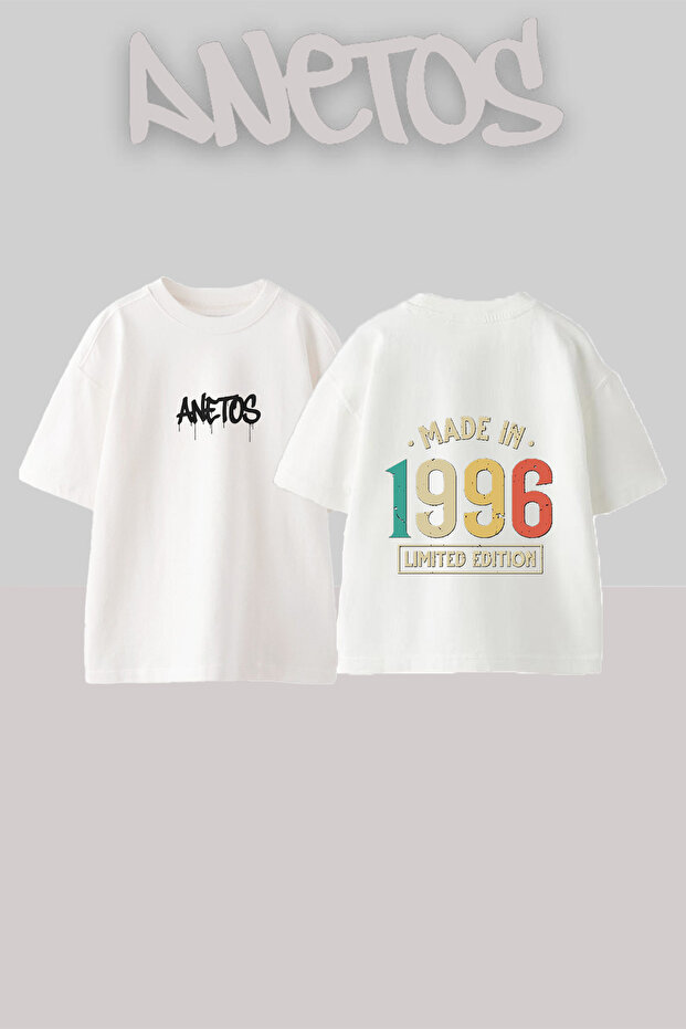 Made 1996 Design Back Printed Cotton White Oversize T-Shirt