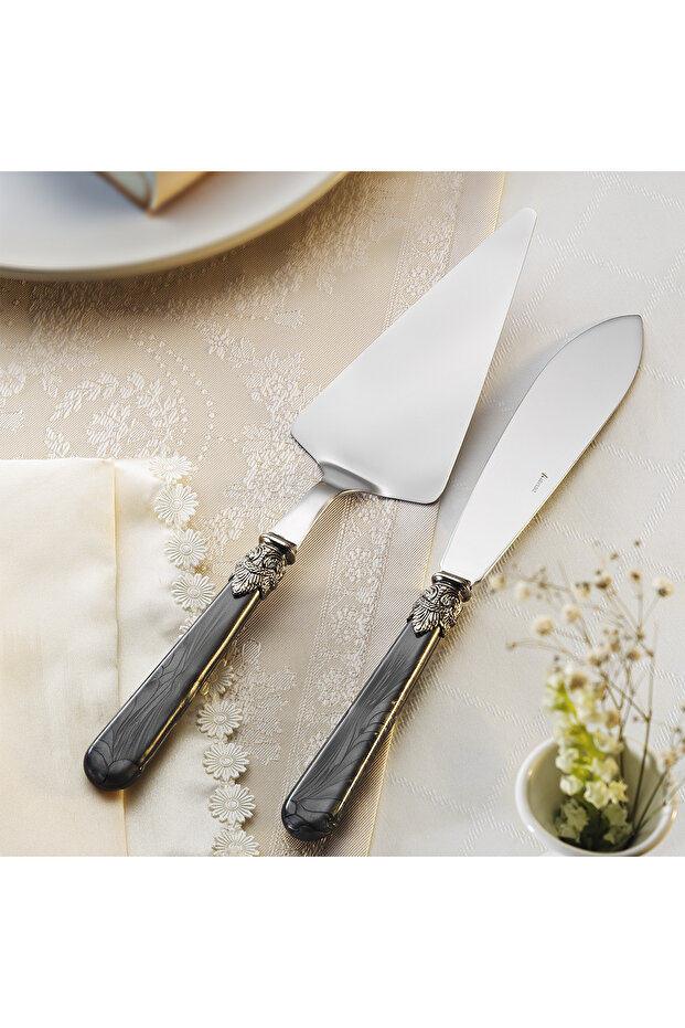 Positano 2 Piece Cake Serving Set Gray
