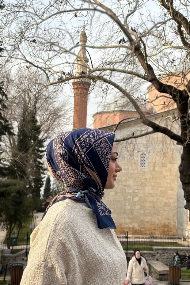 Mozaic Pattern Dark Blue Soft Scarf