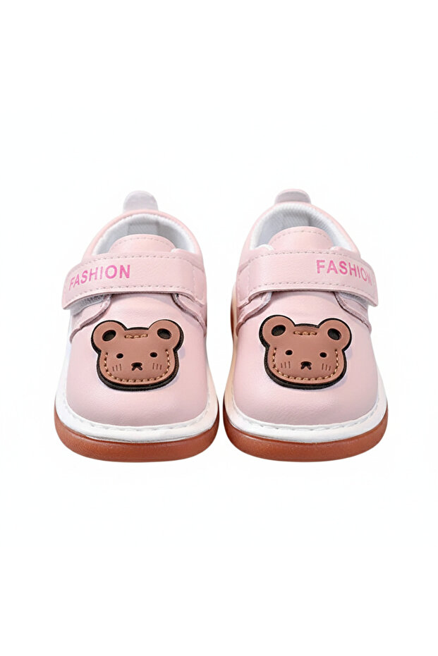 - Baby Musical Bear Shoes-White,Pink,Brown - 0M to 24M