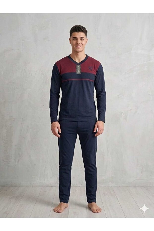 Men's V-Neck Long Sleeve Comfortable Pajama Set