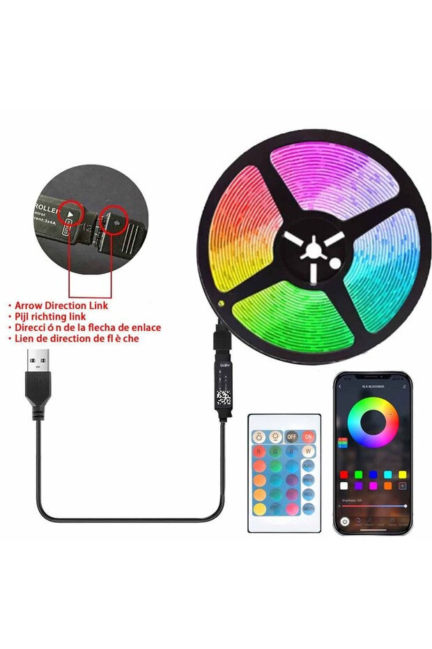 5m RGB APP 24Key 5M Led Light with USB Plug 24 Keys 5050 Multicolor RGB TV Background Light Bar Game