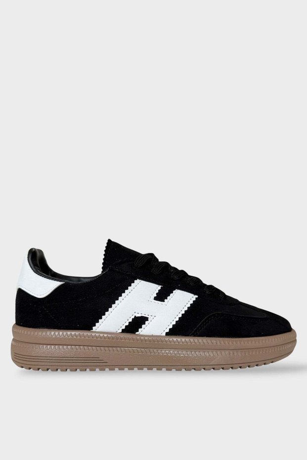 Suede Lace-Up Sneaker Women's Sports Shoes Black