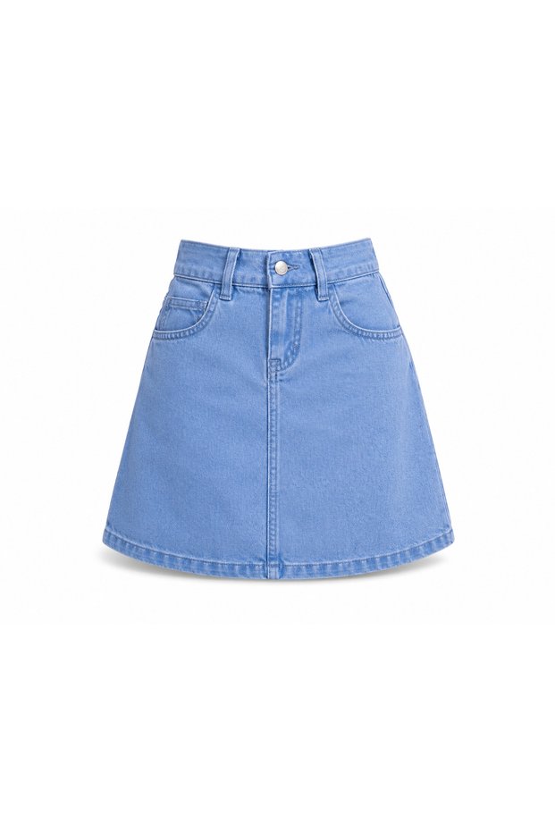 Girls' Denim Shorts Skirt High Waist Blue Casual 5-13 Years