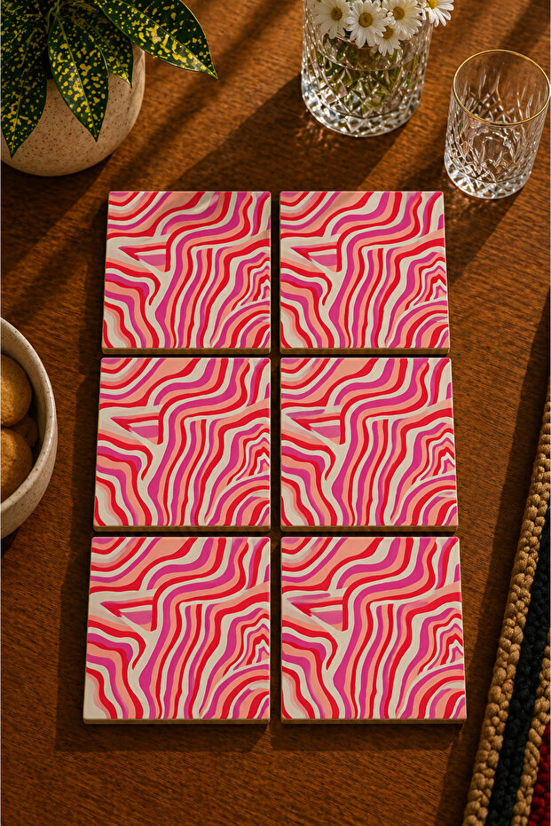 Abstract Design Set of 6 Coasters - Uv Printing Mdf - 10X10 cm