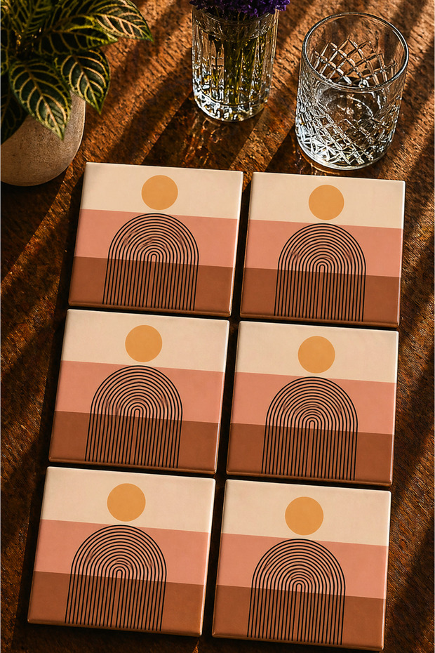 Abstract Design Set of 6 Coasters - Uv Printing Mdf - 10X10 cm