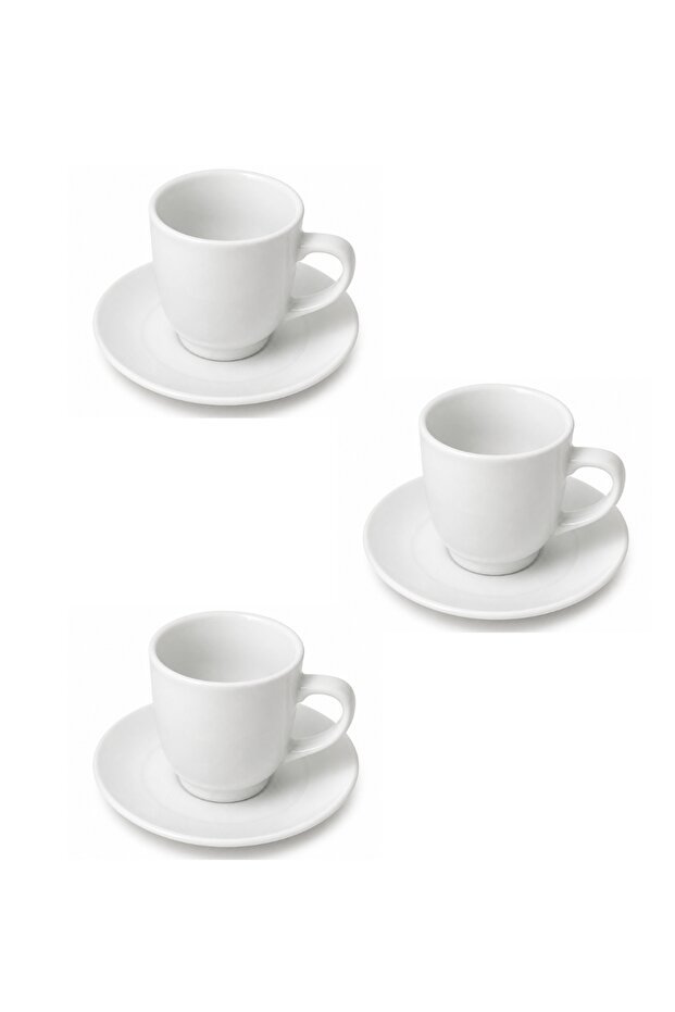 Turkish Coffee Cups Set Plain White Ceramic Coffee Cups for 3 People