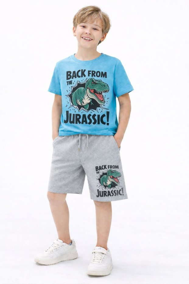 ! New Season ! Printed Children's Summer T-Shirt and Shorts 2-Piece Set 100% Cotton.