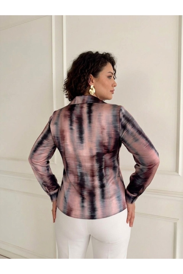 Plus Size Side Tie Satin Blouse - 2