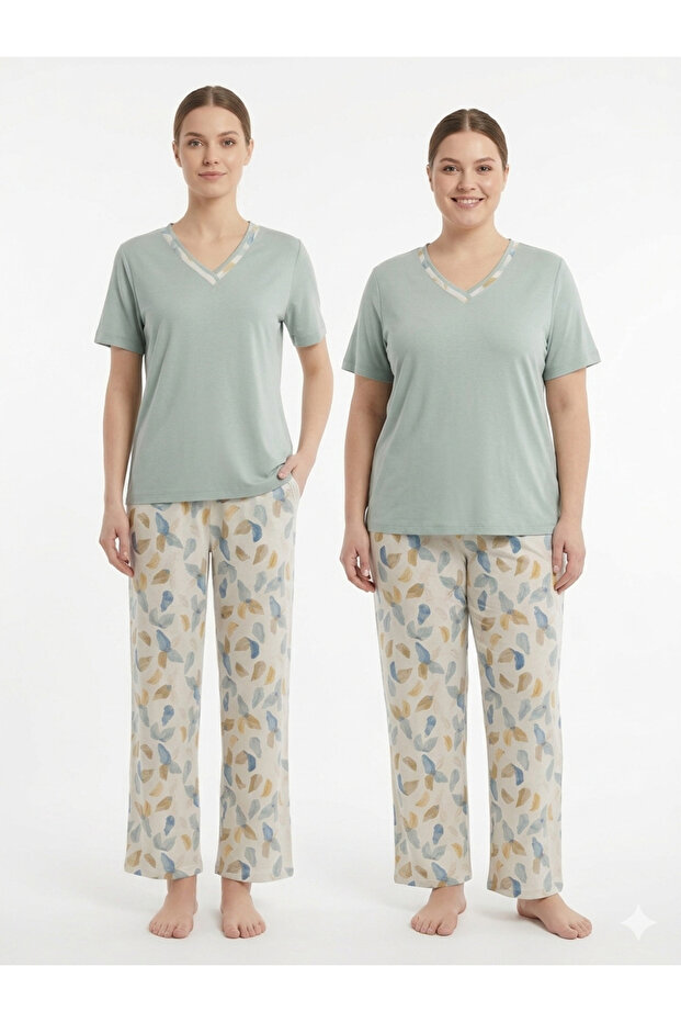 24836 Women's Flowered Pajama Set Mother's Pajama Plus Size Pajama