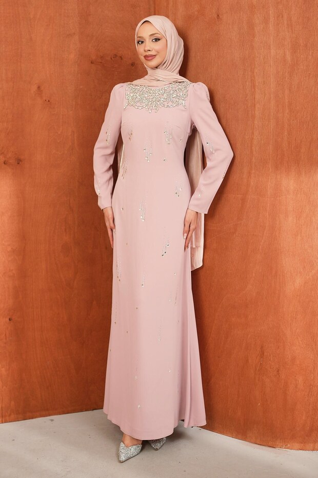 Powder Stone Fish Model Evening Dress