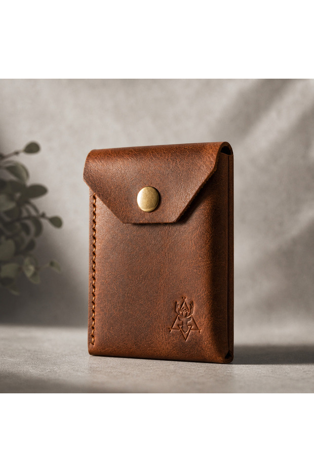 Genuine Leather Card Holder – Functional Design Compatible with Cards and Cash - Brown