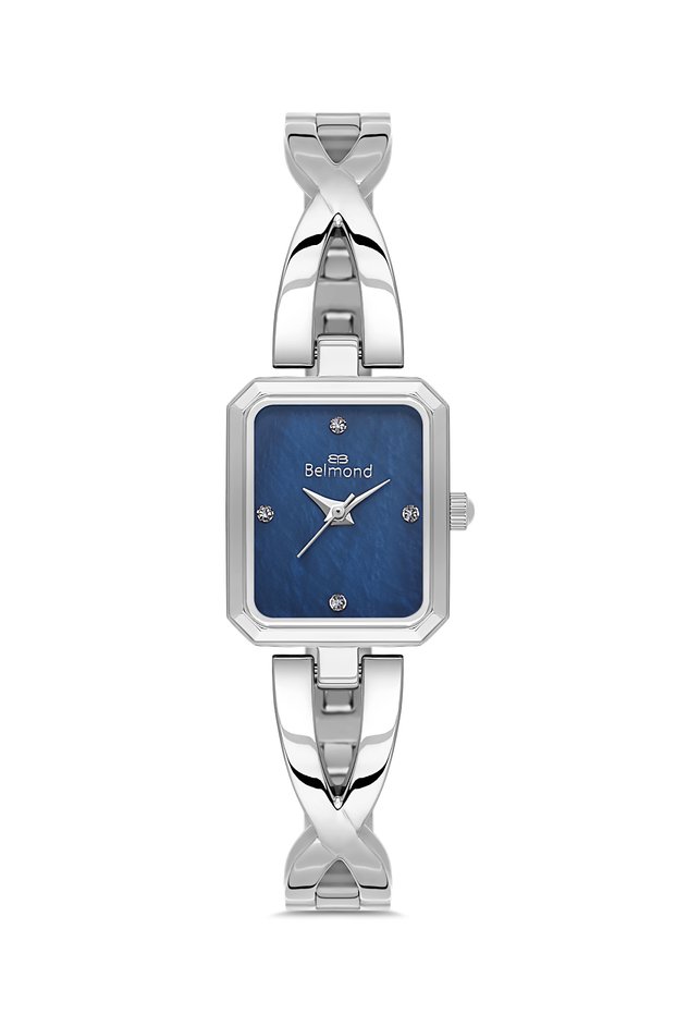 Srl1166.390 Navy Blue & Silver Steel Cord Women Wrist Watch