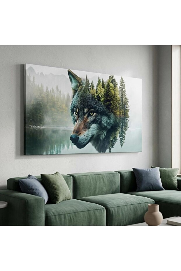 Wolf Wall Art Animal Landscape Wrap Framed Canvas Decor 60x120 cm