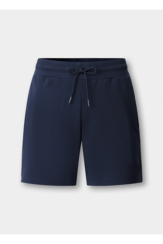 Blue Cotton Blend Men Premium Shorts