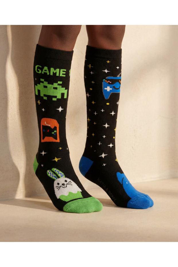 Children's Game Patterned Colorful Notebook Socks