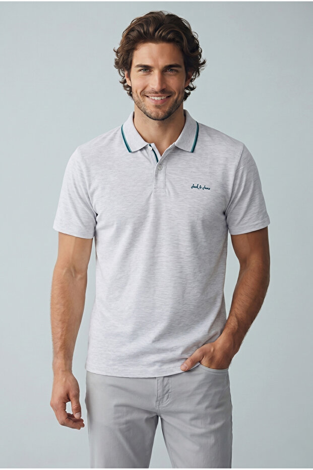 Men Cotton Blend Short Sleeves Polo